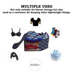 Kuber Industries Check Print Non-Woven Foldable Blouse Cover|Clothes Cover For Home & Traveling With Transparent Window Pack of 3 (Black)