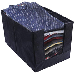Kuber Industries 3 Piece Non Woven Shirt Stacker Wardrobe Organizer Set, Black-CTKTC31832
