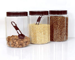 Heart Home Food Grade Odourless BPA Free Plastic Kitchen Container Set with Airtight Lid,500ml, Set of 3 (Brown)-HS42KUBMART25090
