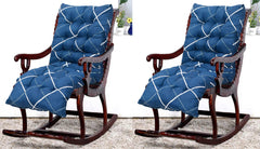 Heart Home Geomatric Printed Microfiber Back & Seat Cushion for Indoor/Outdoor Patio Chair, Rocking Chair, Office Chair, Reclining Chairs with Ties, 18 * 46 Inch- Pack of 2 (Blue)