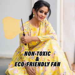 Kuber Industries Hand Fan | Plastic Hath Pankha | Hand Fan for Summer | Beejna for Natural Air | Caty Fan | Useful for Travel | Hand Fan for Cool Air | Cream