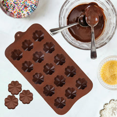 Heart Home Chocolate Mould | Silicone Cookies Mould Cake | Chocolate Cookies Tray | Flower Chocolate Mould Tray | Non-Stick Cookies Moulds | Candy Mold Tray | Pack of 3 | Brown