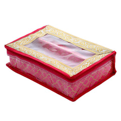 Kuber Industries Brocade Hardboard Two Rod Bangle Box (Pink) - CTKTC42009