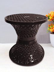 Kuber Industries Stool for Living Room|Plastic Stool for Sitting|Mesh Design Both Sided Plastic Stool|Brown