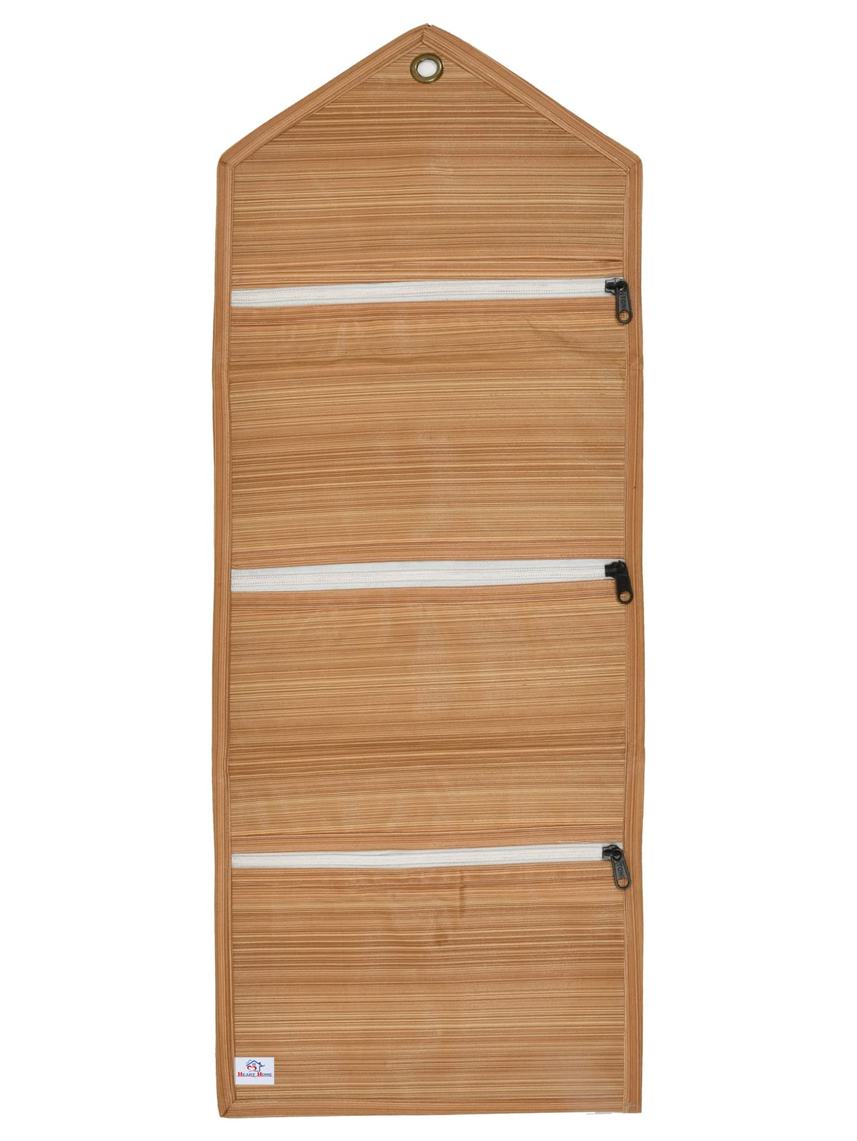 Heart Home Wooden Design 3 Pockets Wall Hanging Storage Organizer, Magazine/Letter Holder, Stationary Organizer (Light Brown)-HS43HEARTH25738