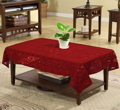 Kuber Industries Circle Printed Home Decorative Luxurious 4 Seater Cotton Center Table Cover/Table Cloth, 40"x60" (Maroon)-44KM012