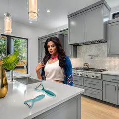 Heart Home Peeler|Plastic Vegetable Peeler|Fruit Peeler|Non-Slip Handle|Steel Sharp Straight Blade|Y Shaped Peeler|Kitchen Peeler|Pack of 2 (Turquoise)