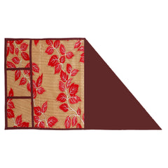 Kuber Industries Leaf Print PVC Fridge Top Cover with 6 Utility Side Pockets (Red)