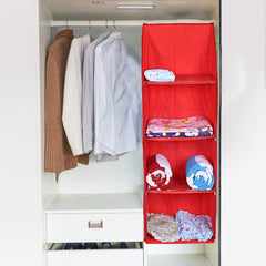 Kuber Industries Cotton Four Cabinet Hanging Baby Almirah (Red)-CTKTC013370