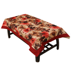 Kuber Industries Floral Cotton 4 Seater Centre Table Cover - Red