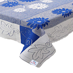 Heart Home Flower Printed Cotton 4 Seater Center Table Cover,40"x60" (Blue)-44HH085