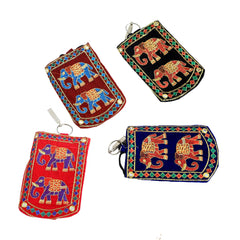 Kuber Industries Embroided Velvet Mobile Cover With Sari Hook, Multi-Color, Standard (Bg75)