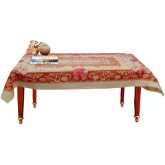 Heart Home Flower Design PVC 4 Seater Center Table Cover 60"x40"(Pink) -(CTHH06960)