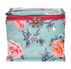 Kuber Industries Flower Printed Laminated PVC Jewellery Organiser/Storage Bag for Necklace: Earrings: Rings: Bracelet With 10 Transparent Pouches- Pack of 2 (Green) -45KM023