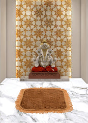 Heart Home Velvet Circle Print Pooja Aasan/Prayer Aasan/Meditation Mat for Home Pack of 3 (Brown) 54HH4134.