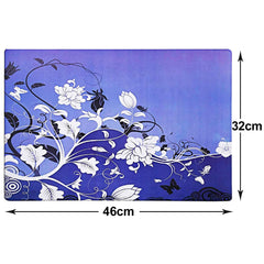 Heart Home Multiuses Floral Print PVC Table Placemat for Kitchen, Dining Table Set of 6 (Blue) 52HH4058