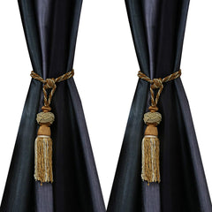 Kuber Industries Polyester 2 Pieces Curtain Tie Back Tassel Set (Gold) -CTKTC29402