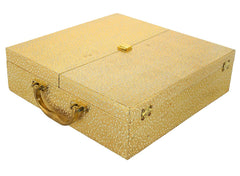 Kuber Industries Wooden Double Door 4 Rod Bangle Box | Vanity Organizer For Watches, Bracelet With Lock on Top & Handle (Gold)