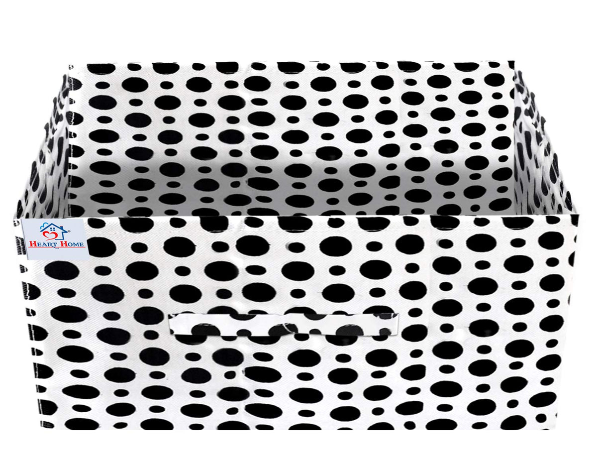 Heart Home Dot Print Non Woven Fabric Modular Closet Organizer Box with Handle for Cube Storage Units in Closet, Bedroom to Hold Clothing,T-Shirts,Leggings, Accessories (Black & White)-HHEART16015