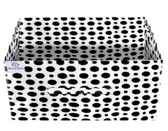 Heart Home Dot Print Non Woven Fabric 2-Replacement Drawer Storage And Cloth Organizer Unit for Closet (Black & White)-HHEART16016