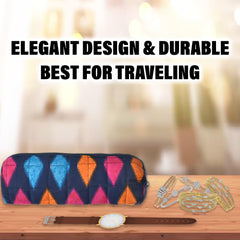 Heart Home Single Bangle cover | Cotton Zig-Zag Bangle cover | Travel Bangle cover | Watch Organizer for woman | Bracelet Cover with Zipper | Pack of 2 | Blue