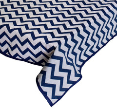 Heart Home Cotton Zig Zag Print 4 Seater Center Table Cover/Table Cloth for Home Decorative 60 in. x 40 in. (Blue) 54HH4378.