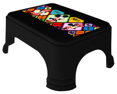 Kuber Industries Disney Mickey Minnie Print Square Plastic Bathroom Stool, Adults Simple Style Stool Anti-Slip with Strong Bearing Stool for Home, Office, Kindergarten (Black) -HS_35_KUBMARTS17712