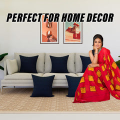 Kuber Industries Cushion Cover | Sofa Cushion Covers | Embossed Square Cushion Covers | Polyester Cushion Covers | Dot Print Couch Cushion Covers | Set of 5 | 16 Inch | Blue