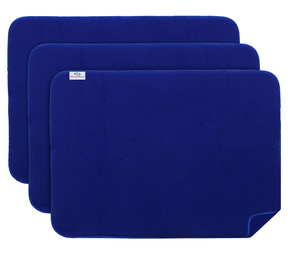 Heart Home Microfiber Reversible Dish Drying Mat with Absorbent Parity for Kitchen 27"x 19",Pack of 3 (Blue)