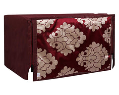 Heart Home Multiuses PVC Flower Print Microwave Oven Cover for Home & Kitchen 23 LTR. (Maroon) 52HH4023