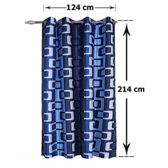 Kuber Industries Curtain|Door Curtain 7 Feet|Black Out Curtain for Door|Faux Silk Curtains with Eyelet|Set of 2 (Blue)