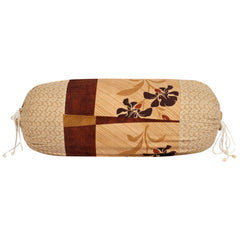 Kuber Industries Leaf Print Soft & Luxurious Decorative Cotton Bolster Cover (Pack of 2, Sand)