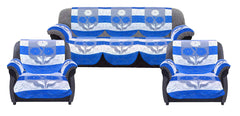 Kuber Industries Flower Design Cotton 5 Seater Sofa Cover with 6 Pieces Arms Cover and 1 Center Table Cover Use Both Side, Living Room, Drawing Room, Bedroom, Guest Room (Set of 17, Blue, Standard)