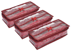 Heart Home Dot Printed Tranasparent PVC 1 Rod Bangles, Watches, Bracelet, Small Jewellery Organizer- Pack of 3 (Maroon)-49LUGH621