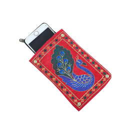 Kuber Industries Embroidery 12 Piece Velvet Mobile Pouch Cover