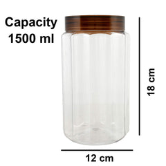 Kuber Industries Opal Plastic Airtight Pet Jar Container Set (Set of 6,1500 ml, Brown)-KUBMARTK11016