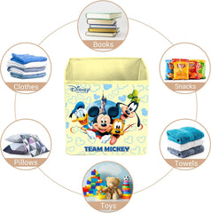 Heart Home Non-Woven Mickey & Friend Print Flodable Storage Box/Wardrobe Organizer For Home Decor, Pack of 2 (Cream) 54HH4247.