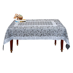 Kuber Industries Leaf Design Cotton 4 Seater Center Table Cover 40"x60"(Black)-KUBMART15499, Standard