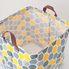 Kuber Industries Foldable Storage Basket|Square Toy Storage Bin|Side Grab Handle|Wardrobe, Closet Organizer (Multi)