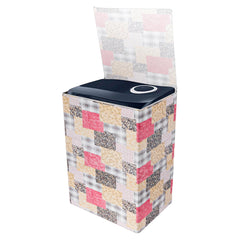 Heart Home Washing Machine Cover | Black Small Flower Print Washing Machine Cover | PVC Top Load Semi-Automatic Washing Machine Cover | Multi