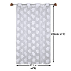 Heart Home Leaf Print 7 Feet Cotton Door Curtain for Living Room, Bed Room, Kids Room with 8 Eyelets (White)-50HH01060