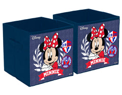 Kuber Industries Disney Minnie Print Durable & Collapsible Square Storage Box|Clothes Organizer With Handle,Pack of 2 (Blue)