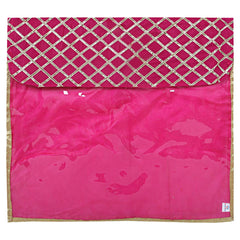 Heart Home Seamless lattice Design Satin Single Saree Cover With Transparent Top- Pack of 12 (Pink)-50HH01348
