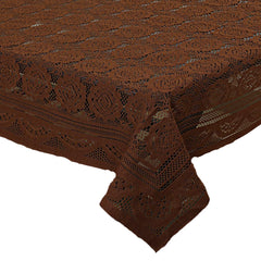 Kuber Industries Circle Printed Cotton 4 Seater Center Table Cover,40"x60" (Dark Brown)-44KM09