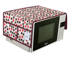 Kuber Industries Circle Design PVC Microwave Oven Top Cover with Utility 4 Pockets (Brown) CTKTC33194