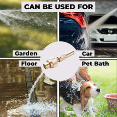 Kuber Industries Nozzle For Water Pipe|Comfortable Grip|Multiple Spray Modes|Brass Nozzle Water Spray Gun For ½” Water Pipe|Ideal Pipe Nozzle For Car Wash,Gardening,& Other Uses|LH-8068|Golden