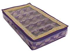 Heart Home Multipurpose Carry Design Laminated 6 Rod Bangle Box/Organizer/Case With Tranasparent Top (Purple)-47HH069