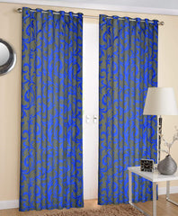 Kuber Industries Leaf Print 4 Pieces Room Darkening Door Curtain, 7 Feet (Blue) (KUBMART011215)