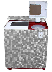 Kuber Industries 3D Square Design PVC Top Load Semi Automatic Washing Machine Cover (Grey) CTKTC33884