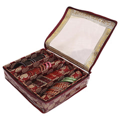 Kuber Industries Multipurpose Carry Design Laminated 4 Rod Bangle Box/Organizer/Case With Tranasparent Top - Pack of 2 (Maroon)-47KM087